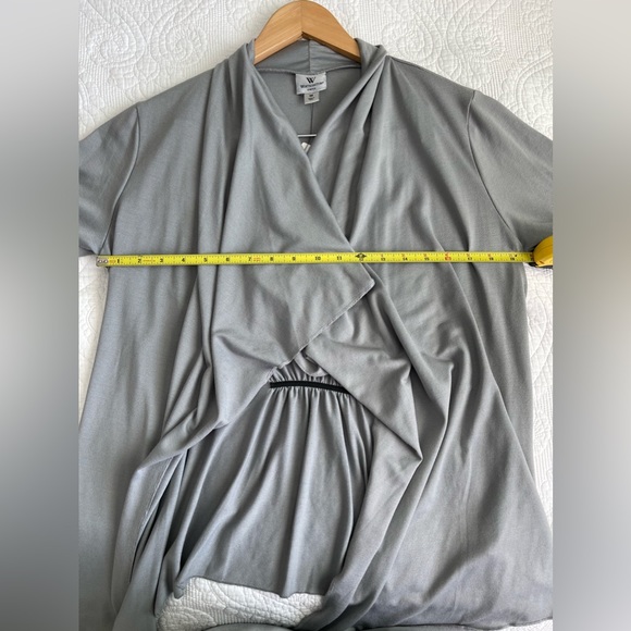 WORTHINGTON STRETCH WOMEN’S Light Grey Draped Long Sleeve Cardigan in Size M - Picture 10 of 11